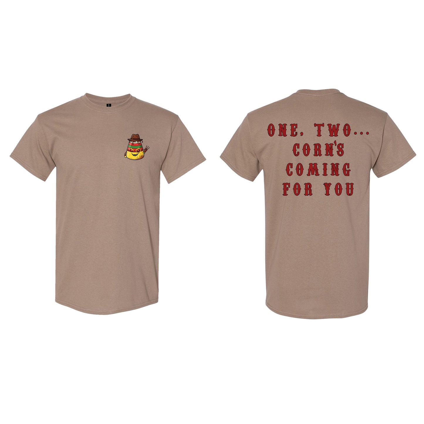 FREDDY CORN Horror Killer Candy Corn Shirt, Children of the Candy Corn Halloween Shirt, Funny Horror Movie Parody Tees, Funny Killer Candy Corn Series