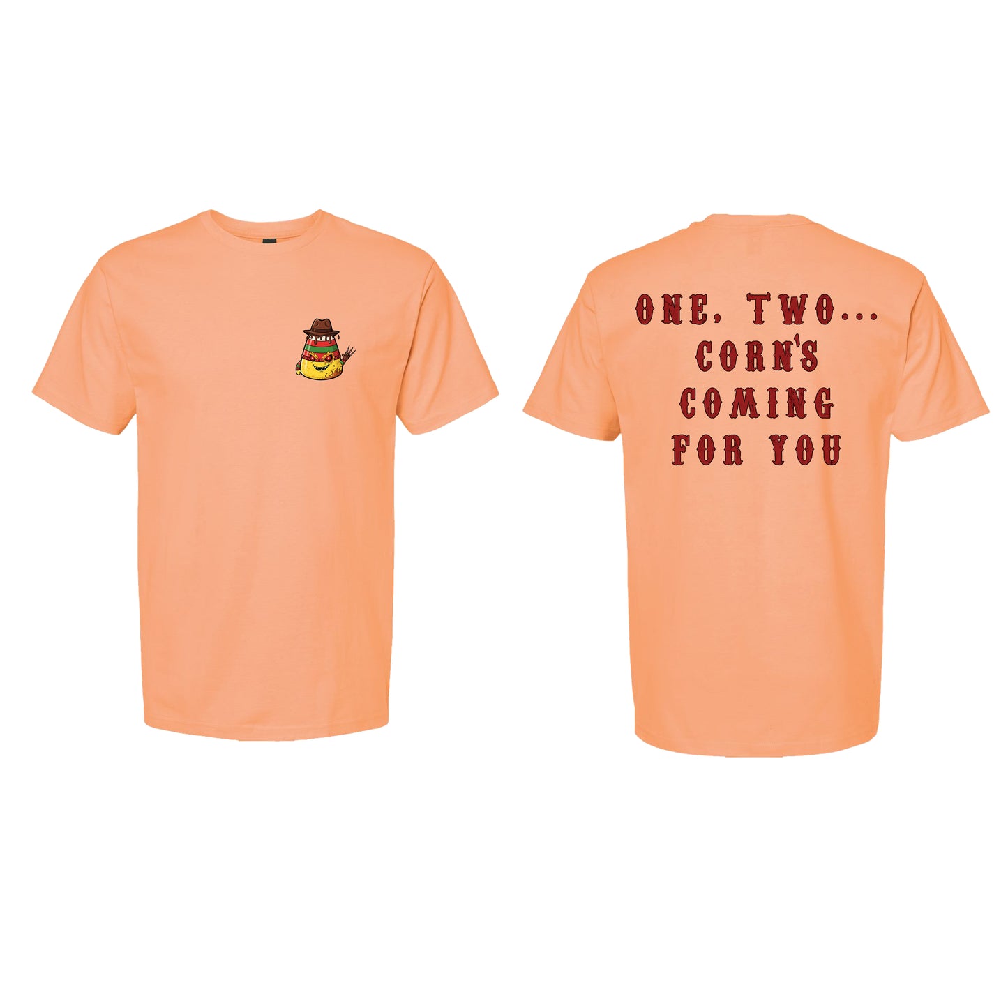 FREDDY CORN Horror Killer Candy Corn Shirt, Children of the Candy Corn Halloween Shirt, Funny Horror Movie Parody Tees, Funny Killer Candy Corn Series