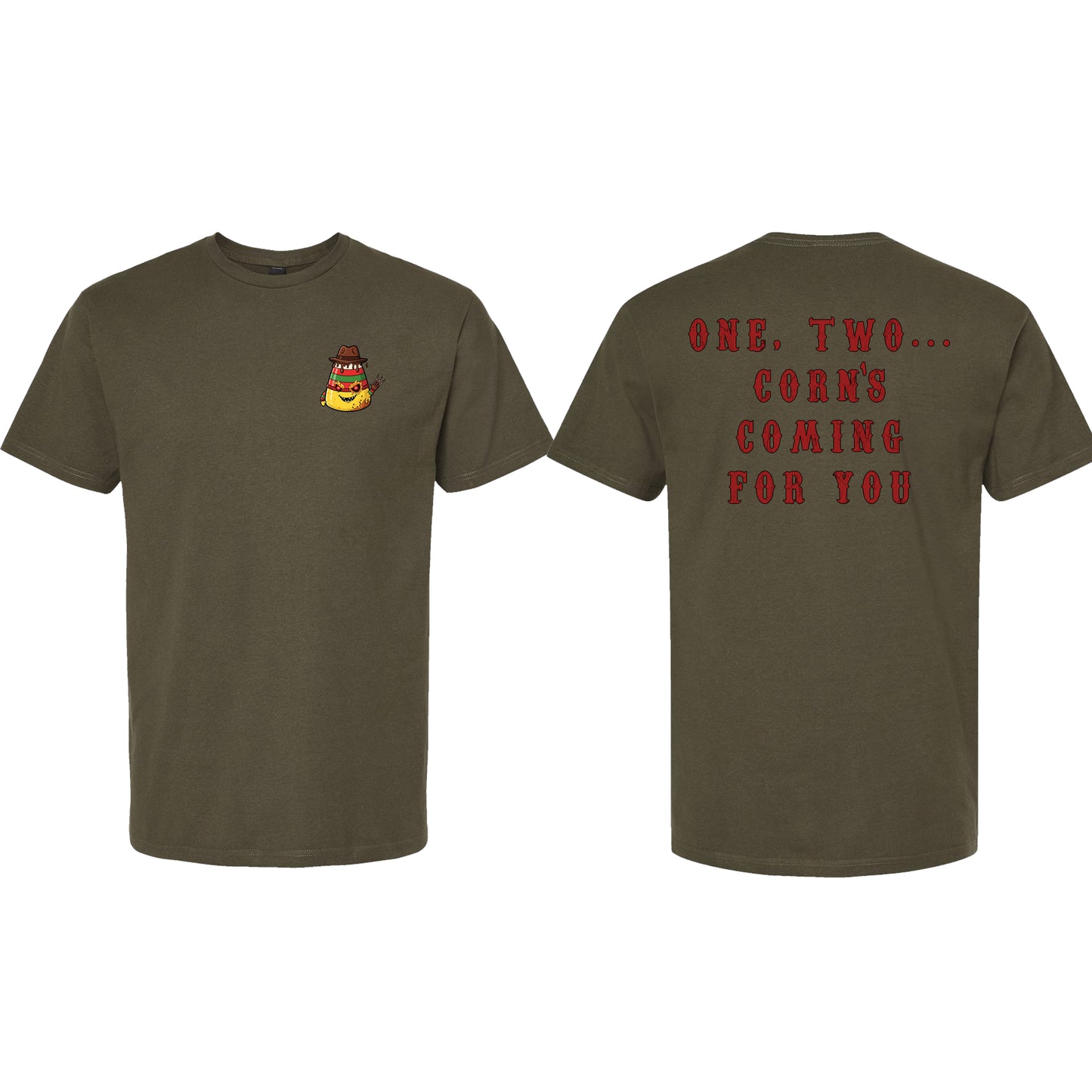 FREDDY CORN Horror Killer Candy Corn Shirt, Children of the Candy Corn Halloween Shirt, Funny Horror Movie Parody Tees, Funny Killer Candy Corn Series