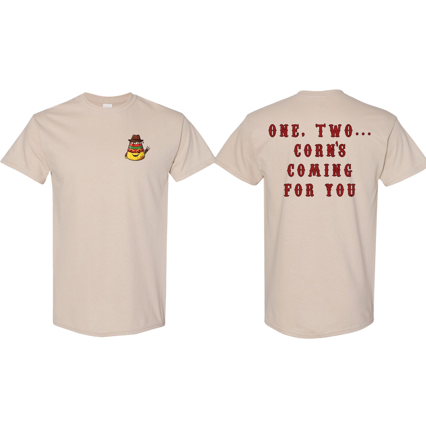 FREDDY CORN Horror Killer Candy Corn Shirt, Children of the Candy Corn Halloween Shirt, Funny Horror Movie Parody Tees, Funny Killer Candy Corn Series