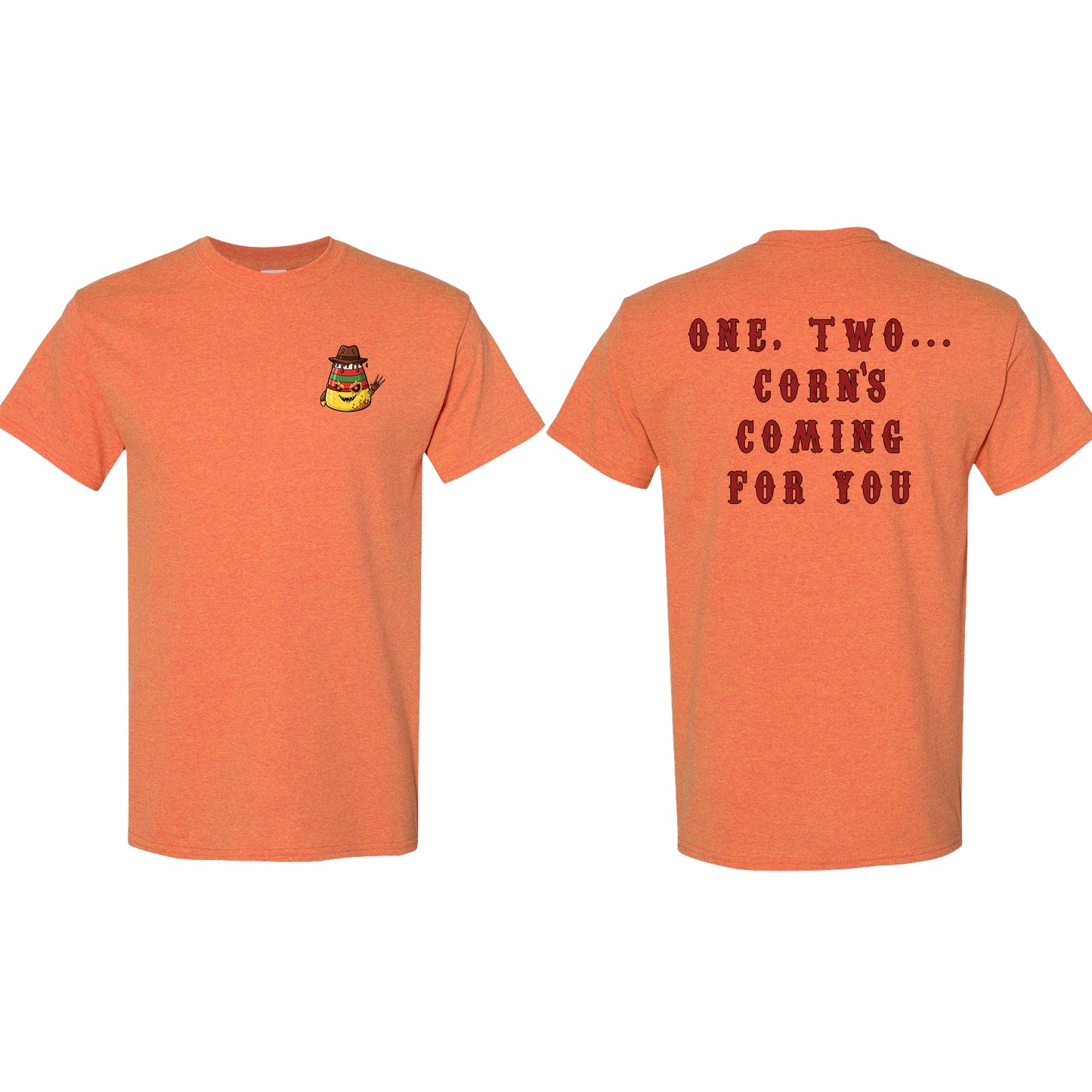 FREDDY CORN Horror Killer Candy Corn Shirt, Children of the Candy Corn Halloween Shirt, Funny Horror Movie Parody Tees, Funny Killer Candy Corn Series