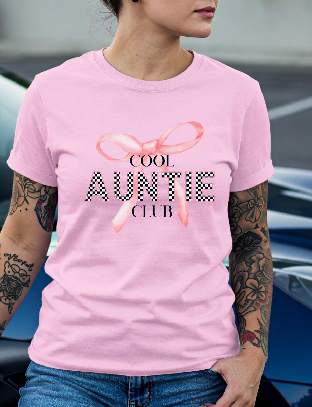 Cool Auntie Club T-shirt, Cute Aunty Gift, Family Reunion Wear, Aunt T-Shirt, Auntie With Bow Tee, Cute Auntie, Comfort Colors