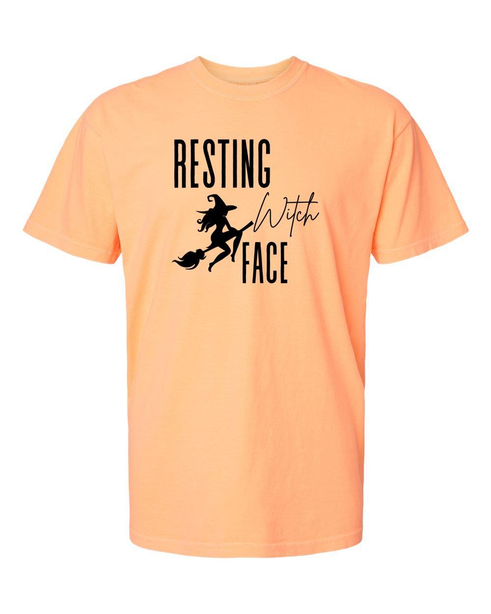 Resting Witch Face Shirt Comfort Colors, Funny Halloween Witch on Broom T-Shirt, Woman's Spooky Season Fall Tee, Trendy Halloween Shirt